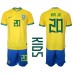 Brazílie Vinicius Junior #20 Dětské Oblečení Domácí Dres MS 2022 Krátkým Rukávem (+ trenýrky)